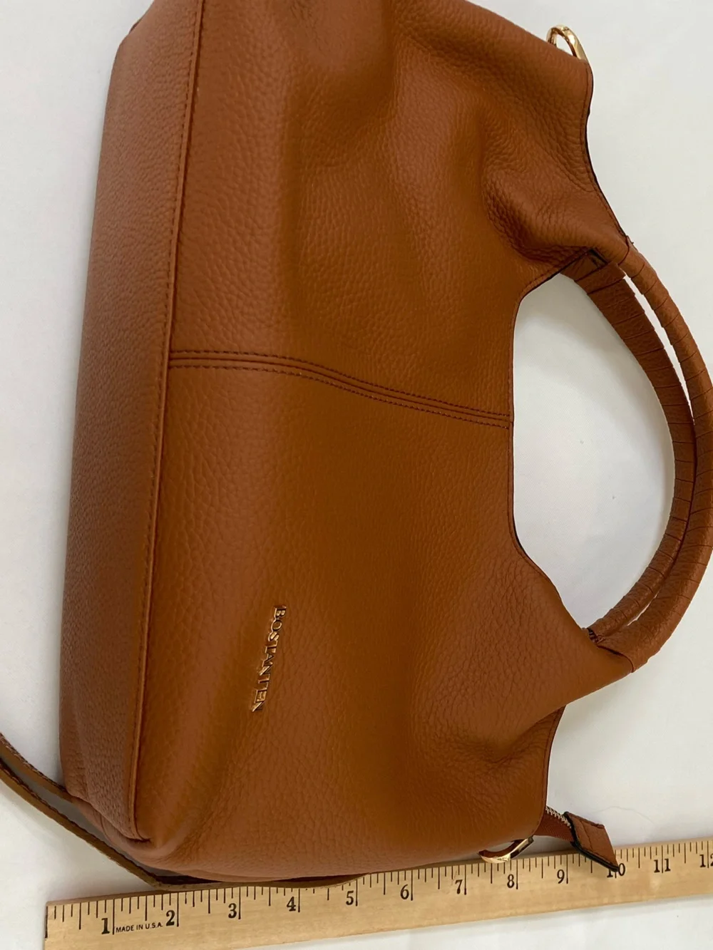 Bostanten Brown Leather Top-Handle Hobo Tote & Crossbody Bag